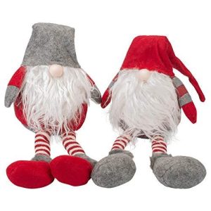 Transpac Imports, Inc. Santa Gnome Shelf Sitter Red 25 x 8 Plush Christmas Holiday Figurines Set of 2
