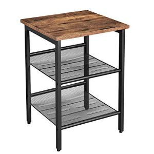 VASAGLE Industrial Nightstand, End Table with 2 Adjustable Mesh Shelves, Side Table for Living Room, Stable Metal Frame, Easy Assembly, Rustic Brown