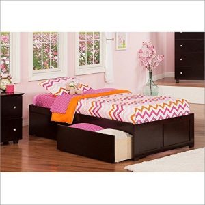 Concord King Platform Bed With Flat Panel Foot Board And 2 Urban Bed Drawers In Espresso