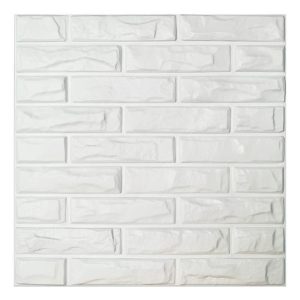 A10039 - Pvc 3D Wall Panels White Brick Wall Tiles, 19.7 X 19.7 (12 Pack)