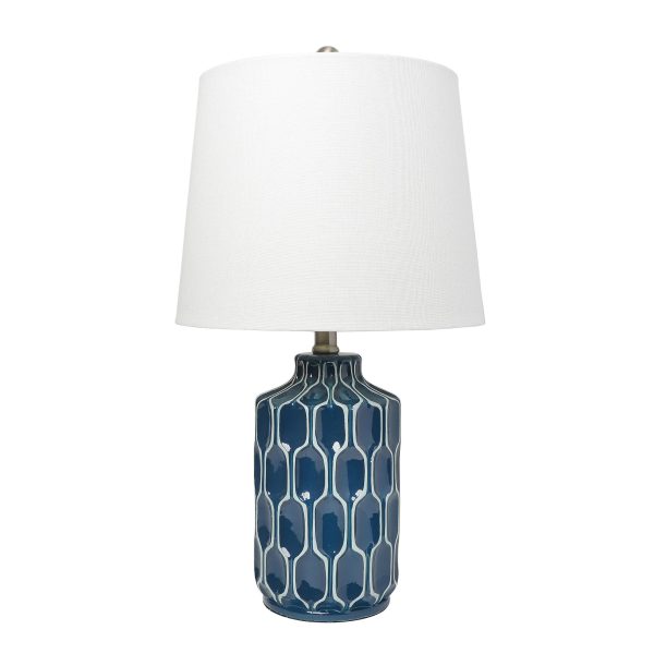 Lalia Home Moroccan Table Lamp With Fabric White Shade, Blue
