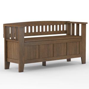 Acadian Solid Wood 48 Inch Wide Rustic Entryway Storage Bench In Rustic Natural Aged Brown