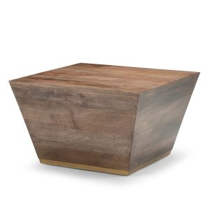 Abba Solid Mango Wood 28 Inch Wide Square Modern Coffee Table In Dark Brown, Fully Assembled
