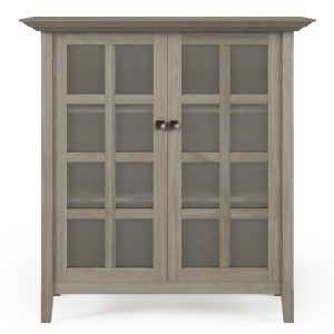 Acadian Solid Wood 39 Inch Wide Rustic Medium Storage Cabinet In Distressed Grey