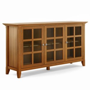 Acadian Solid Wood Wide Storage Cabinet In Light Golden Brown