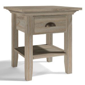 Redmond Solid Wood 19 Inch Wide Square Rustic End Table In Distressed Grey