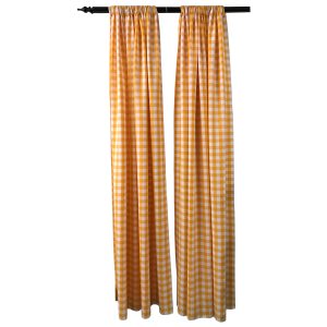 LA Linen Pack 2  Polyester Gingham Checkered Backdrop, 58 by 96-Inch,Dark yellow/White
