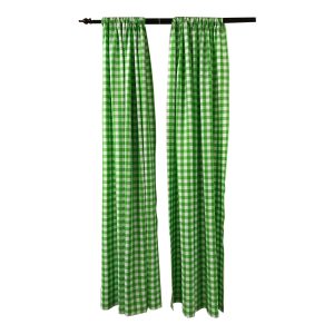 LA Linen Pack 2  Polyester Gingham Checkered Backdrop, 58 by 96-Inch,Lime/White