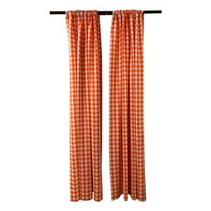 LA Linen Pack 2  Polyester Gingham Checkered Backdrop, 58 by 96-Inch,Orange/White
