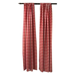 LA Linen Pack 2  Polyester Gingham Checkered Backdrop, 58 by 96-Inch,Red/White