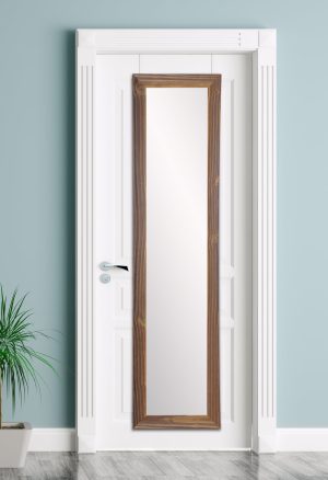 Wood Toned Slim Over the Door Mirror