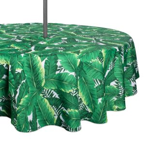 Dii Banana Leaf Outdoor Tablecloth With Zipper 60 Round