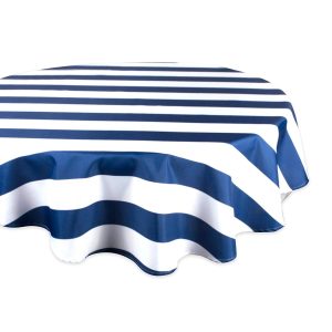 Dii Nautical Blue Cabana Stripe Outdoor Tablecloth 60 Round