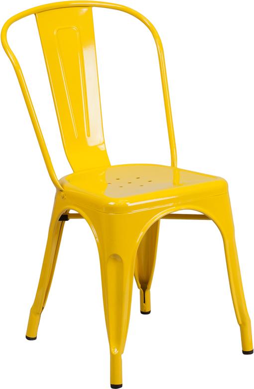 Yellow Metal Indoor-Outdoor Stackable Chair - CH-31230-YL-GG