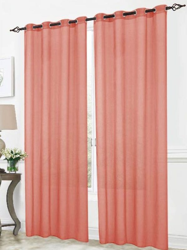 Cara Sheer Voile 54 X 84 In. Grommet Curtain Panel, Coral
