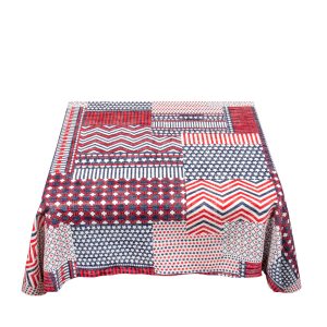 Patriotic Patchwork 52X52 Vinyl Flannel Backed Tablecloth