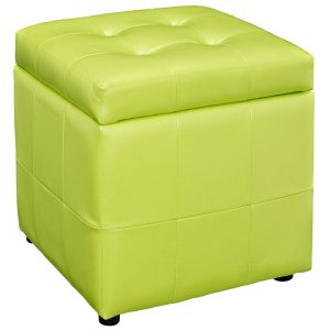Volt Storage Upholstered Vinyl Ottoman - Light Green