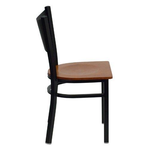 HERCULES Series Black Coffee Back Metal Restaurant Chair - Cherry Wood Seat - XU-DG-60099-COF-CHYW-GG