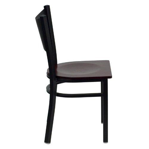 HERCULES Series Black Coffee Back Metal Restaurant Chair - Mahogany Wood Seat - XU-DG-60099-COF-MAHW-GG