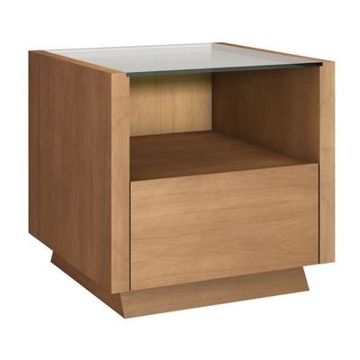 24 Sleek Contemporary End Table In A Light Cherry Finish