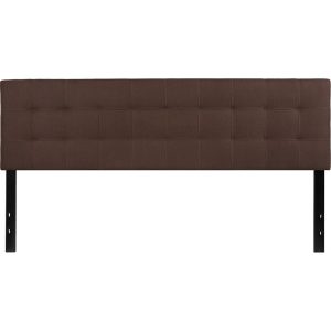 Bedford Tufted Upholstered King Size Headboard In Dark Brown Fabric