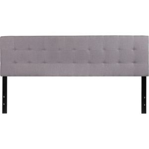 Bedford Tufted Upholstered King Size Headboard In Light Gray Fabric