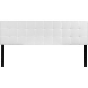 Bedford Tufted Upholstered King Size Headboard In White Fabric