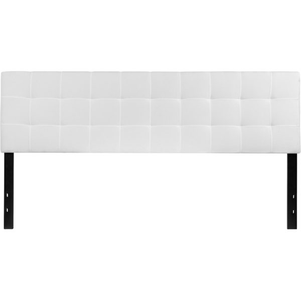 Bedford Tufted Upholstered King Size Headboard In White Fabric