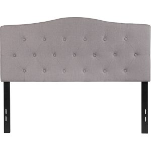 Cambridge Tufted Upholstered Full Size Headboard In Light Gray Fabric