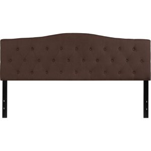 Cambridge Tufted Upholstered King Size Headboard In Dark Brown Fabric