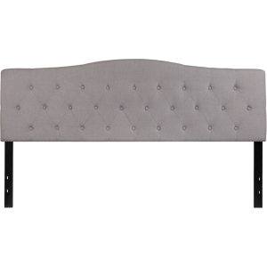 Cambridge Tufted Upholstered King Size Headboard In Light Gray Fabric