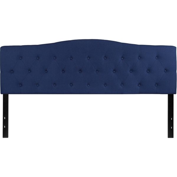 Cambridge Tufted Upholstered King Size Headboard In Navy Fabric