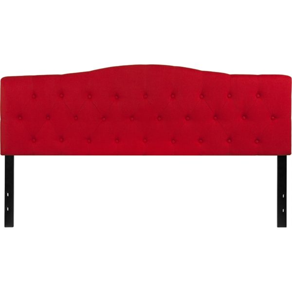 Cambridge Tufted Upholstered King Size Headboard In Red Fabric