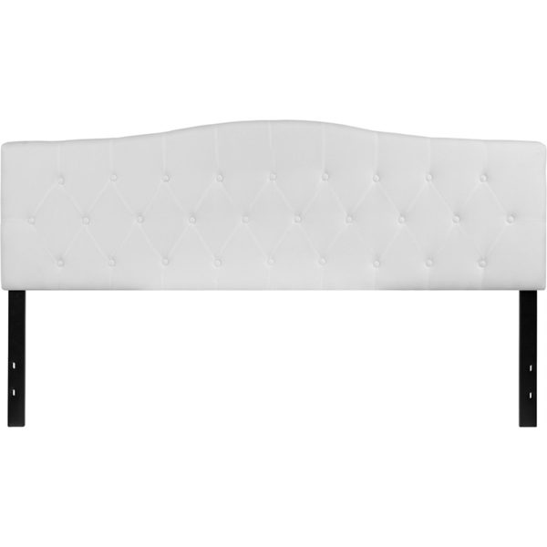 Cambridge Tufted Upholstered King Size Headboard In White Fabric