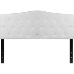 Cambridge Tufted Upholstered Queen Size Headboard In White Fabric