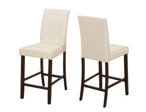 Dining Chair - 2Pcs / Ivory Leather-Look Counter Height