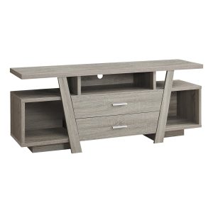 Tv Stand - 60L / Dark Taupe With 2 Storage Drawers