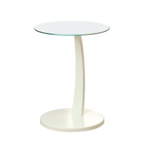 White Bentwood Accent Table With Tempered Glass