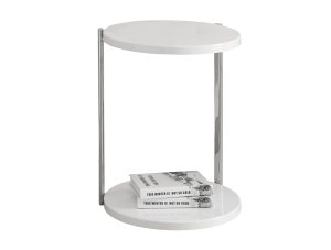 White / Chrome Metal Accent Table