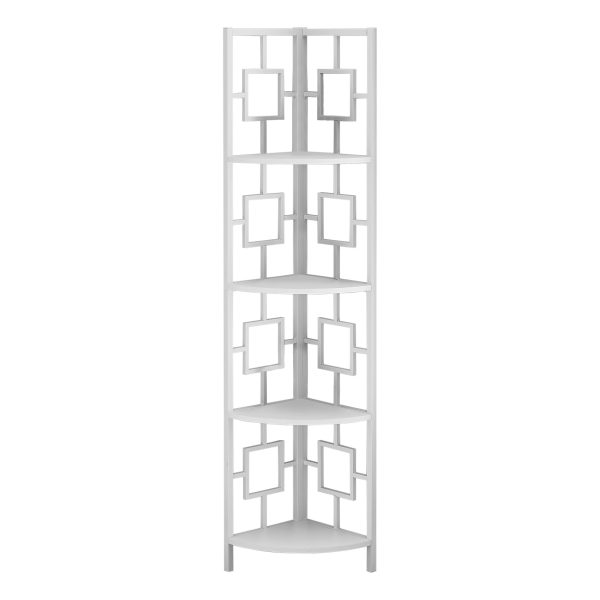 Bookcase - 62H / White / White Metal Corner Etagere