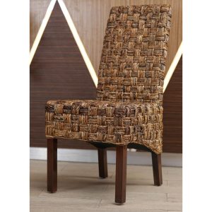 Victor Abaca Basket Weave Dining Chairs With Mahogany Hardwood Frame (Set Of 2) - Salak Brown