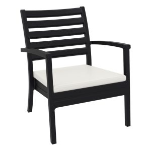 Artemis XL Club Chair Black with Sunbrella Natural Cushions