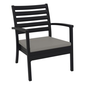 Artemis XL Club Chair Black with Sunbrella Taupe Cushions