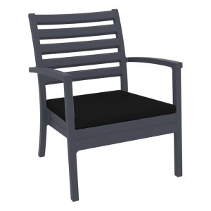Artemis XL Club Chair Dark Gray with Sunbrella Black Cushions