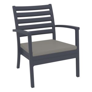 Artemis XL Club Chair Dark Gray with Sunbrella Taupe Cushions