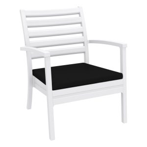 Artemis XL Club Chair White with Sunbrella Black Cushions