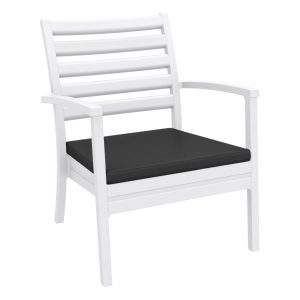 Artemis XL Club Chair White with Sunbrella Charcoal Cushions