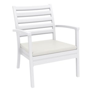 Artemis XL Club Chair White with Sunbrella Natural Cushions