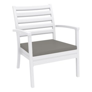 Artemis XL Club Chair White with Sunbrella Taupe Cushions