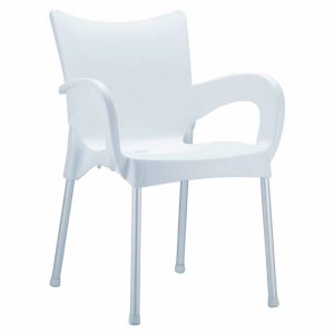 Romeo Resin Dining Arm Chair White
